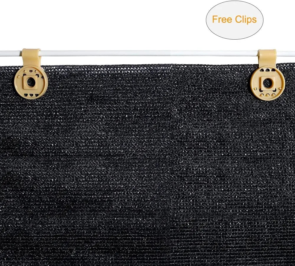 6.5 Ft x 20 Ft 50 Percent Sunblock Shade Cloth Cover with Clips for Plants Black