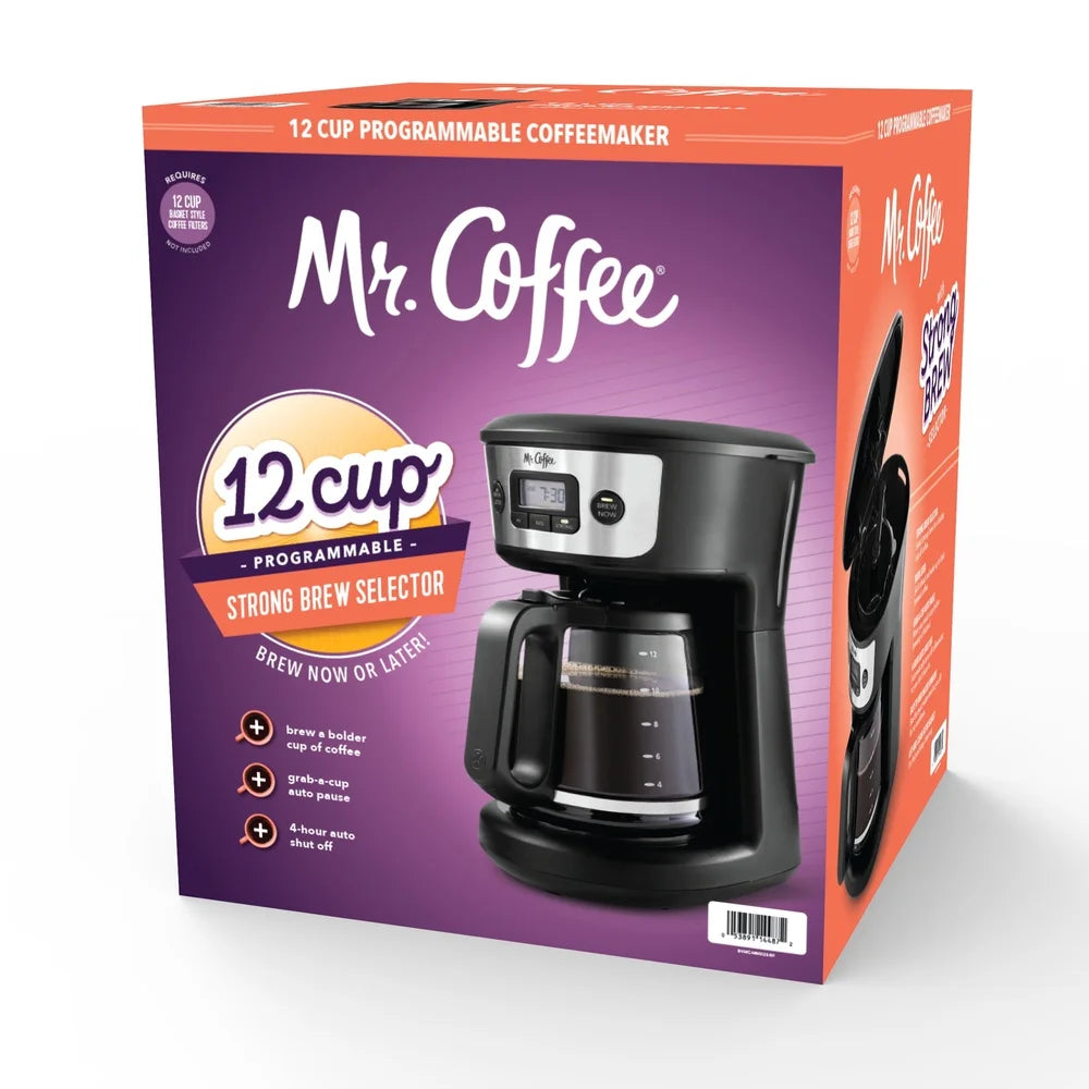12 Cup Programmable Coffee Maker with Strong Brew Selector Auto Pause Brew Later Feature and 4 Hour Auto Shutoff