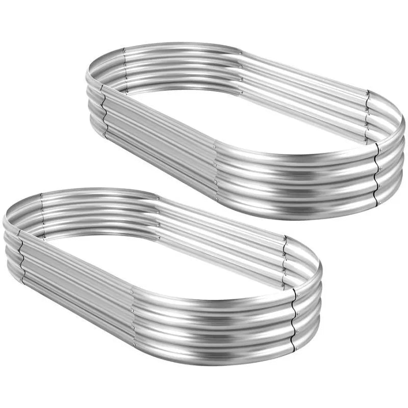 2Pcs Galvanized Raised Garden Bed Kit for Vegetables with Drainage Holes 4x2x1ft