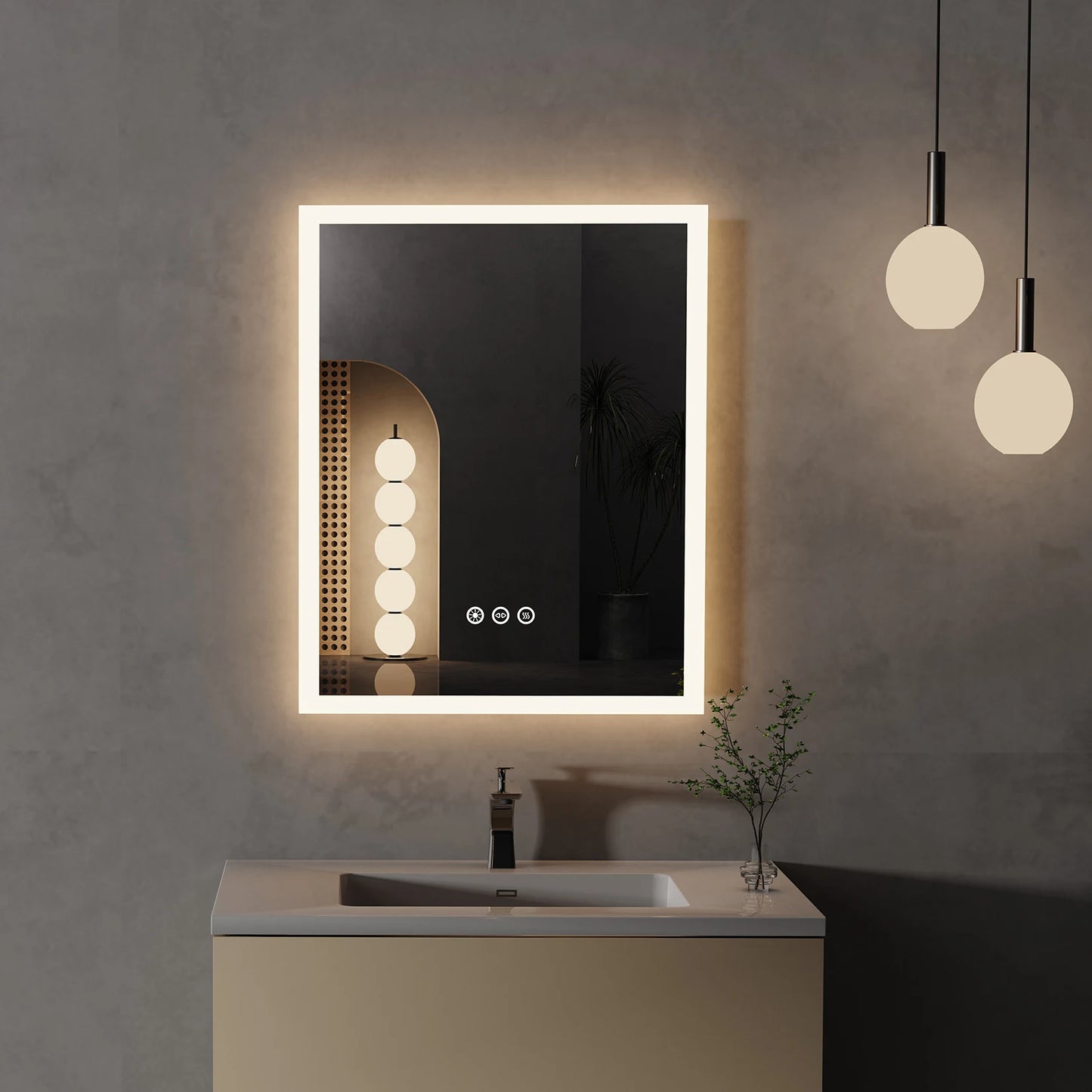 16x20 Inch LED Lighted Bathroom Mirror with Anti-Fog Feature