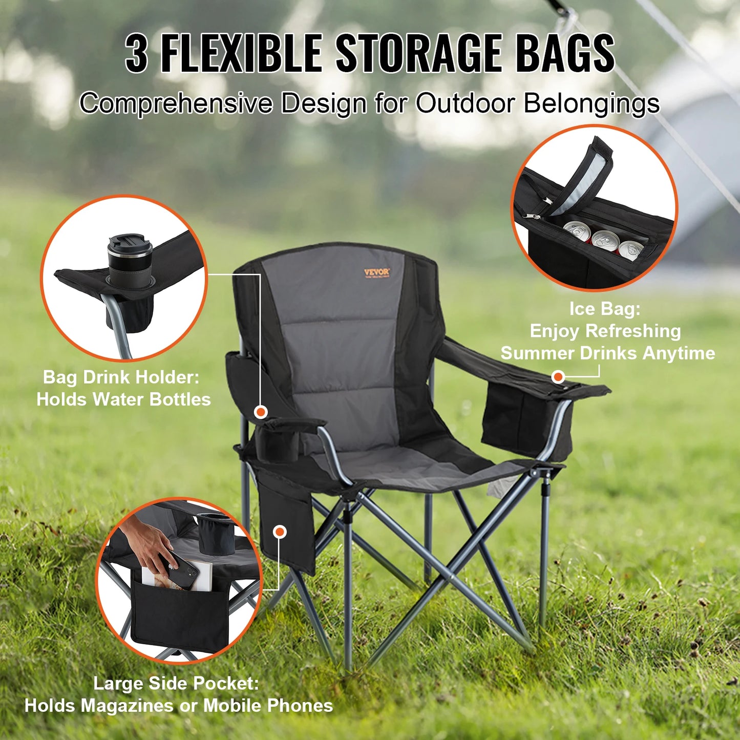 Outdoor Camping Chair 350lbs High Load Ultralight Folding Chair