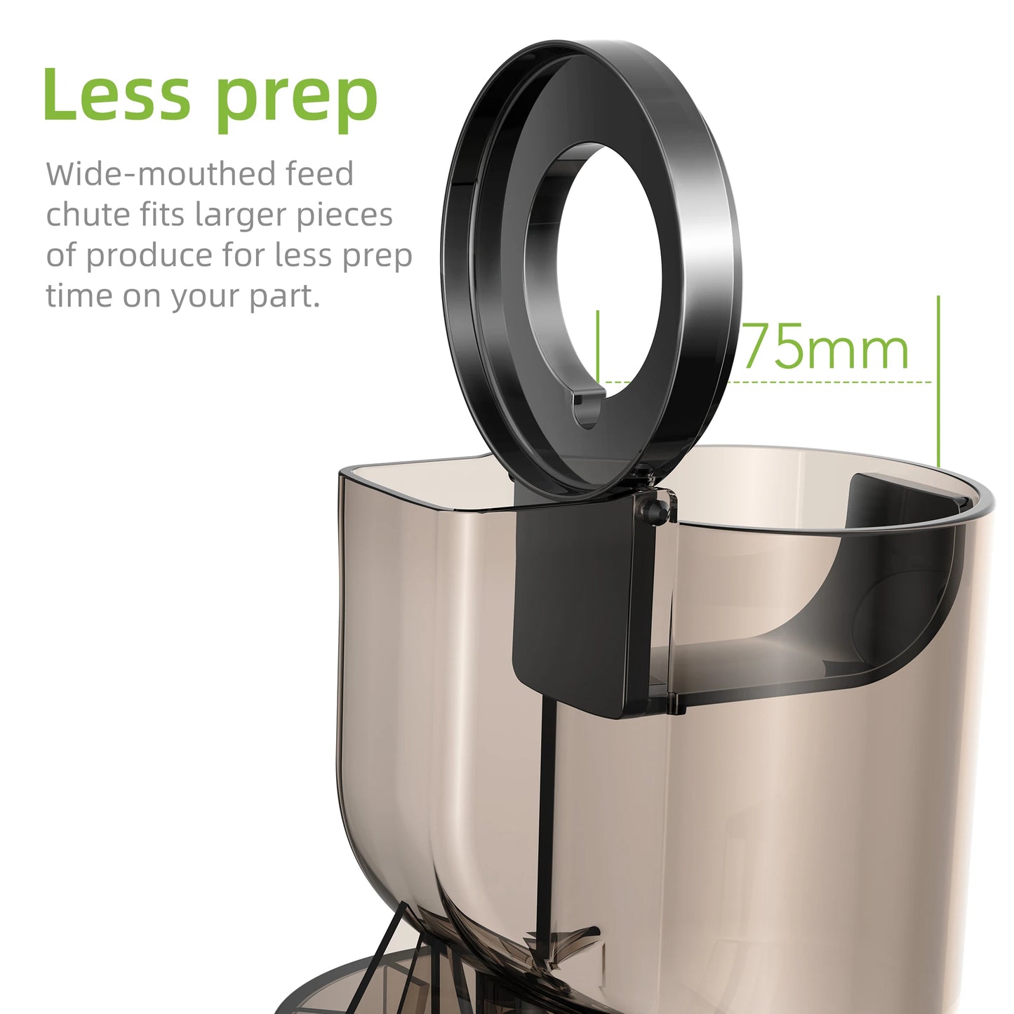 Cold Press Juicer with 75mm Feed Chute, 200W 40-65RPM Powerful Motor Fits Whole Fruits
