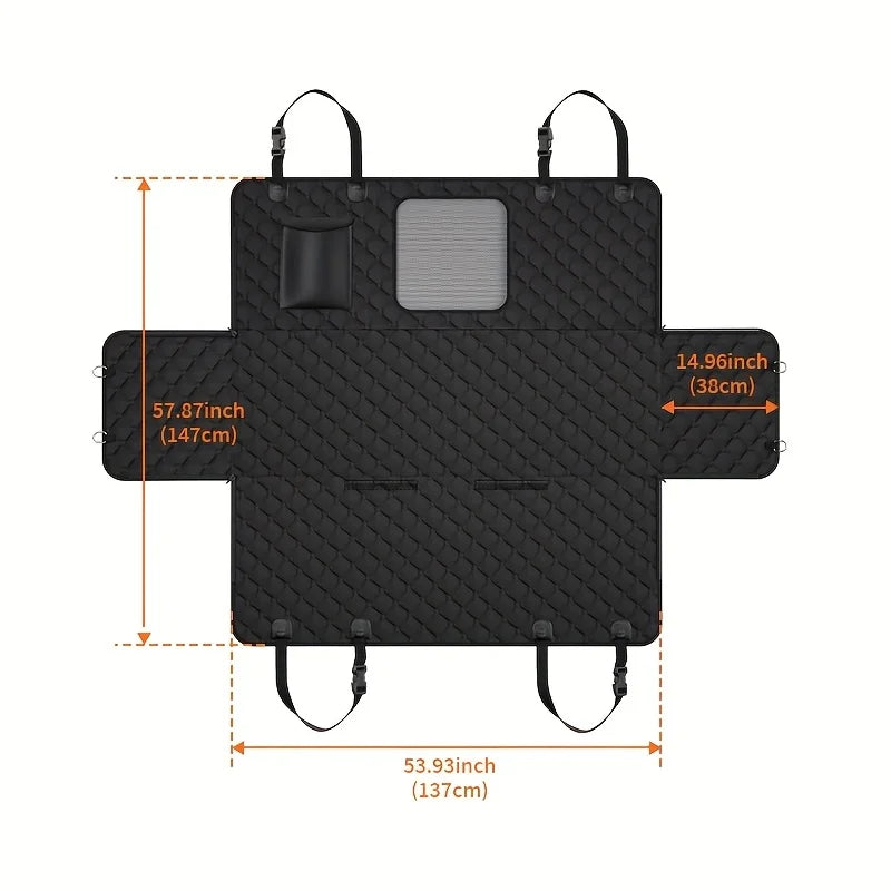 Dog Car Seat Cover With Storage Pockets Waterproof Nonslip Scratchproof