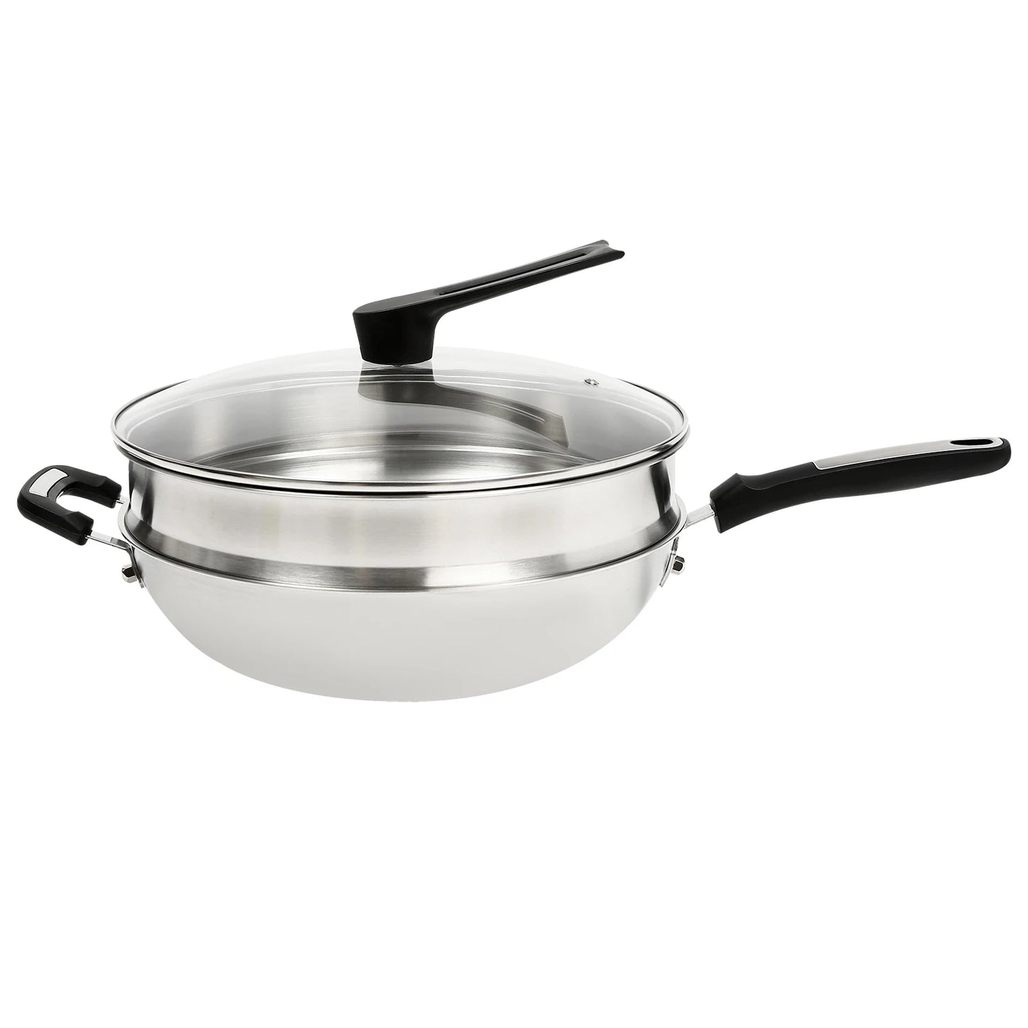 32cm Stainless Steel Wok with Honeycomb Coating for Cooking