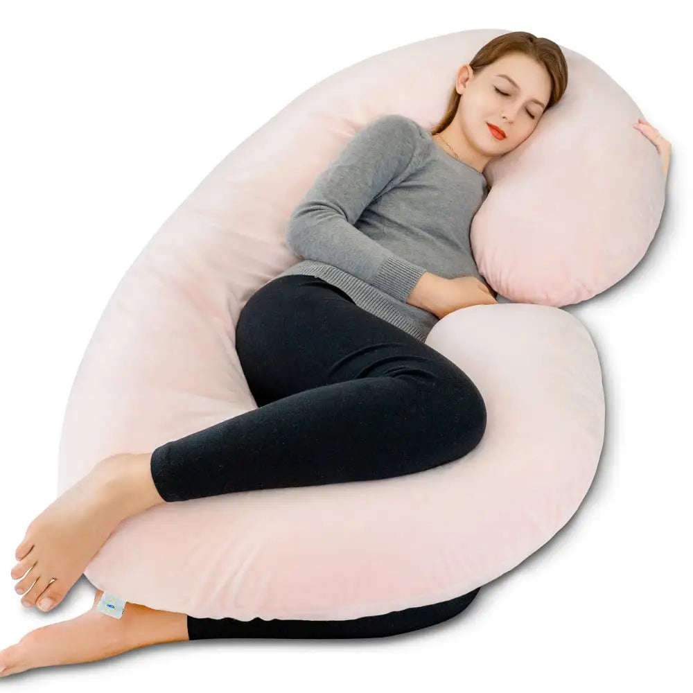 Pregnancy Pillow Maternity Body Pillow with Velvet Cover C Shaped for Sleeping