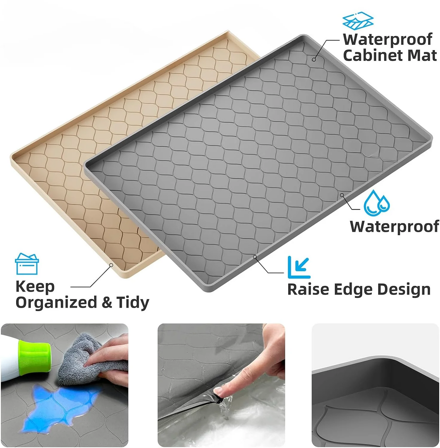 Waterproof Under Sink Mat - 34” x 22” Cabinet Liner