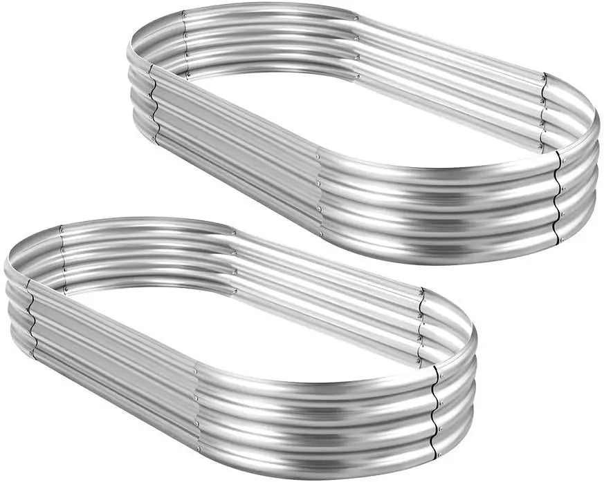 2Pcs Galvanized Raised Garden Bed Kit for Vegetables with Drainage Holes 4x2x1ft