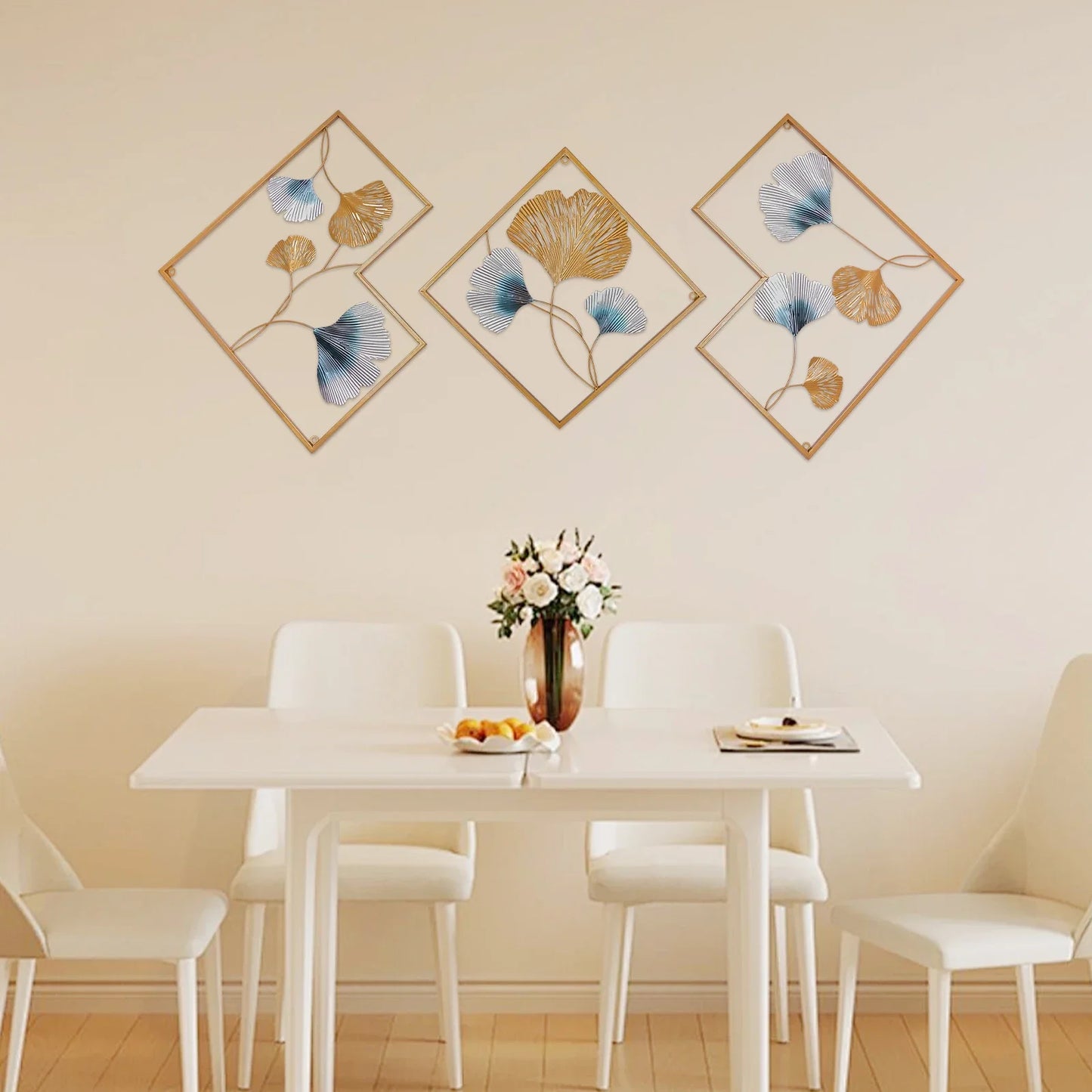 3D Wall Decoration 3 Pack Metal Leaf Wall Decoration Set