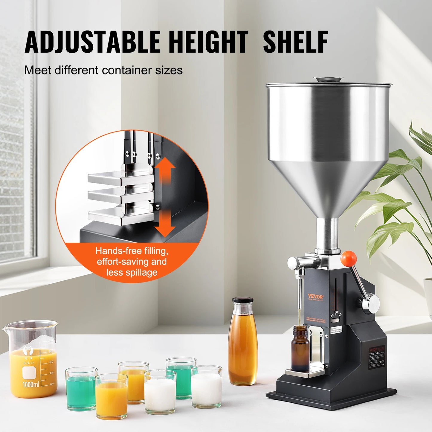 Manual Bottle Filler Adjustable 5 To 50ml 5 To 100ml Hopper