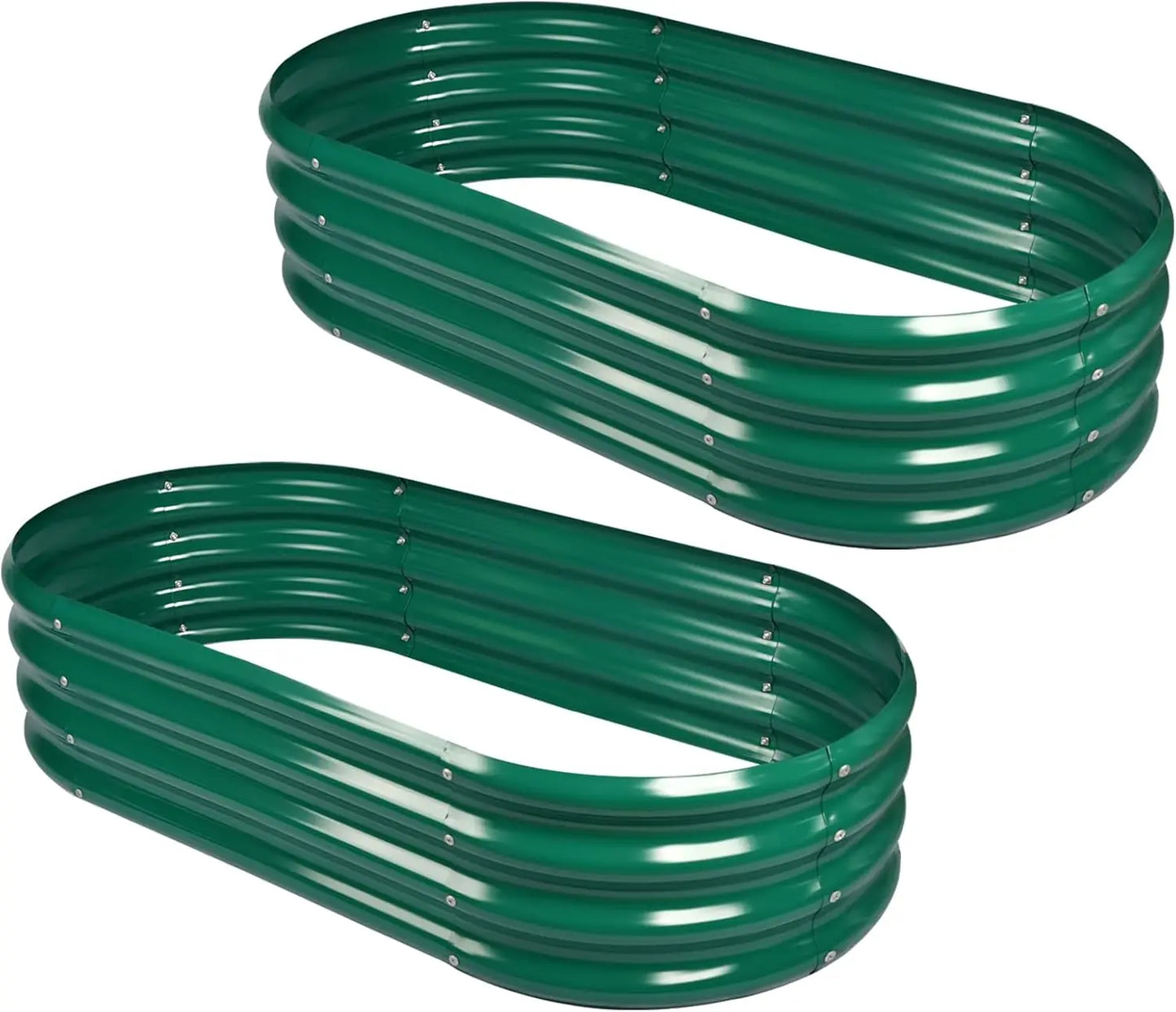 2Pcs Galvanized Raised Garden Bed Kit for Vegetables with Drainage Holes 4x2x1ft