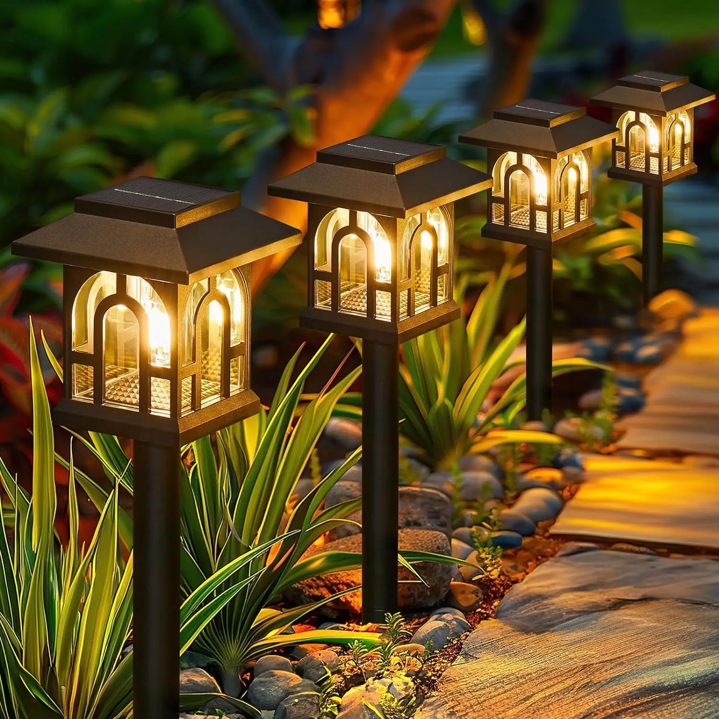 6 or 10 Pack Solar Pathway Lights Outdoor Solar Landscape Path Yard Lights Auto On Off