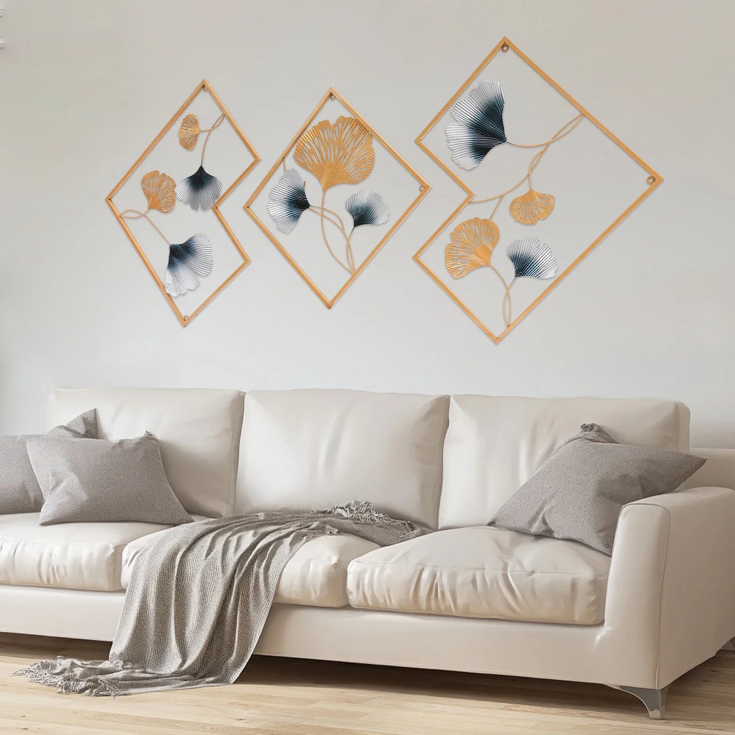 3D Wall Decoration 3 Pack Metal Leaf Wall Decoration Set