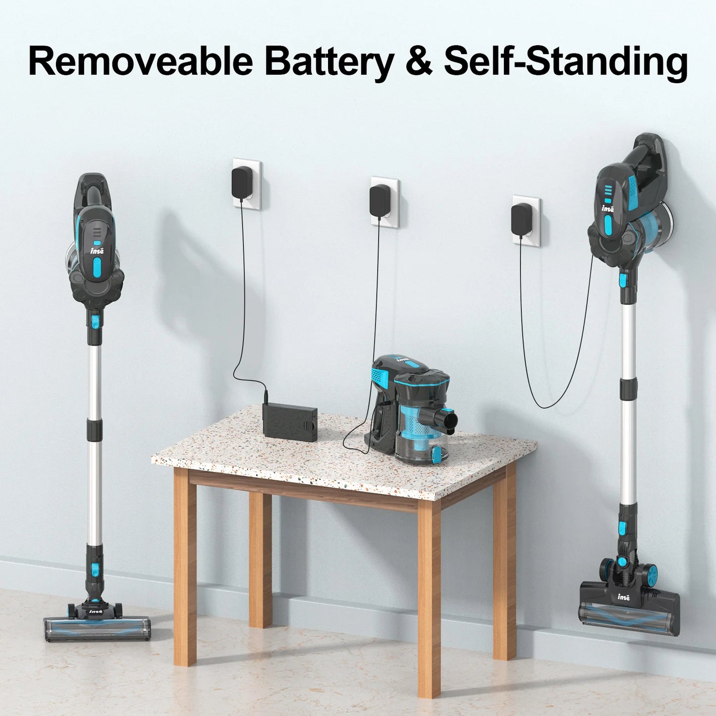 INSE Cordless Vacuum Cleaner, 20KPa Stick Vacuum 40min Runtime