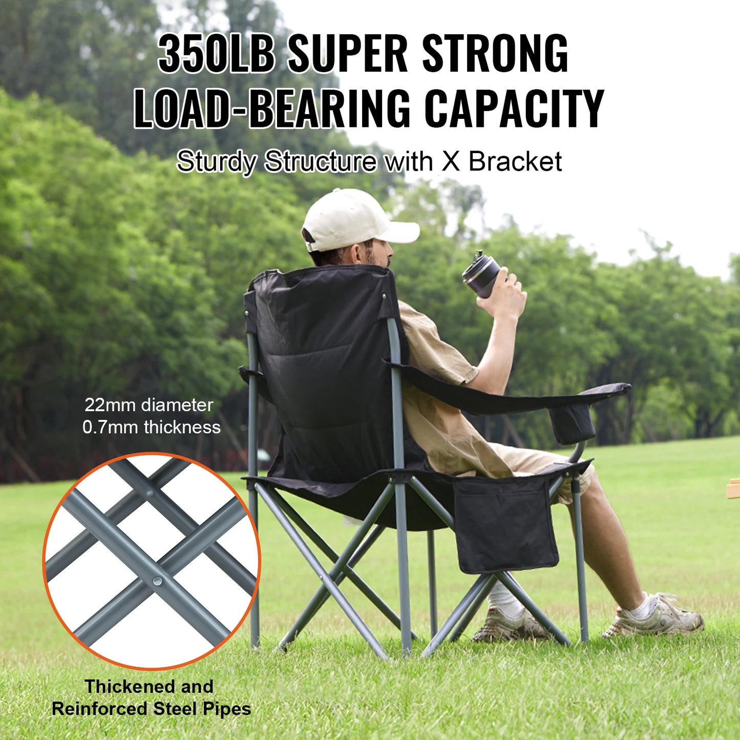 Outdoor Camping Chair 350lbs High Load Ultralight Folding Chair