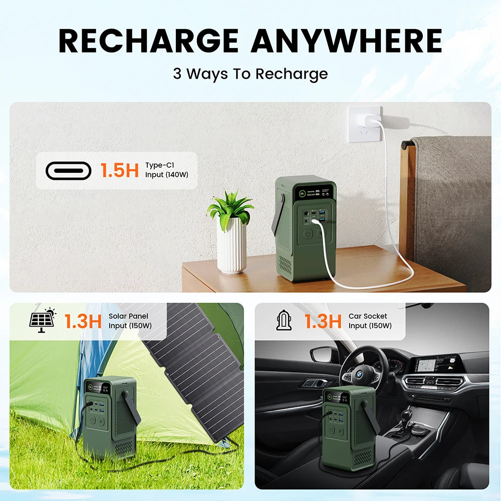 Ctolity AP200L 200W Power Bank 192Wh Lifepo4 Battery 60000mAh Solar Generator Portable Power Station with LED Light