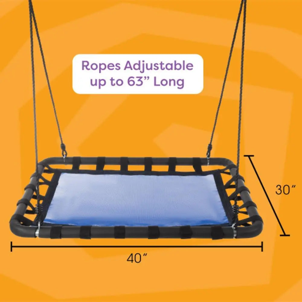 Kids Platform Swing Set With Adjustable Rope For Tree Or Playground Blue Black