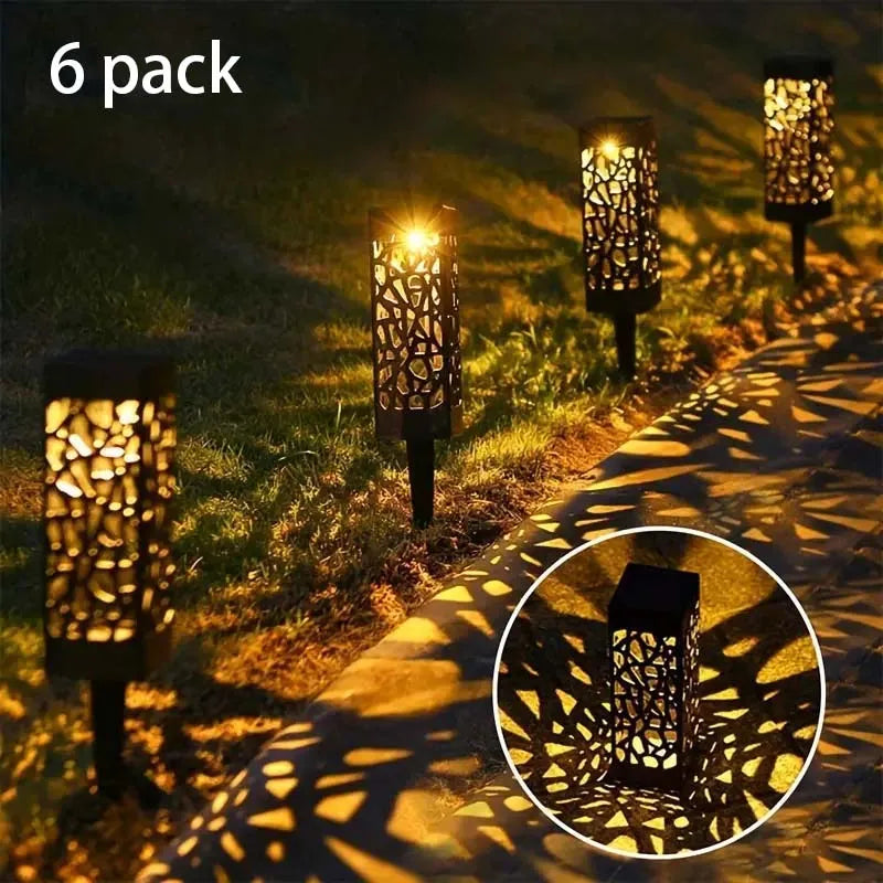 6PCS Solar Powered LED Garden Stake Lights Waterproof Decorative Lawn Lamps