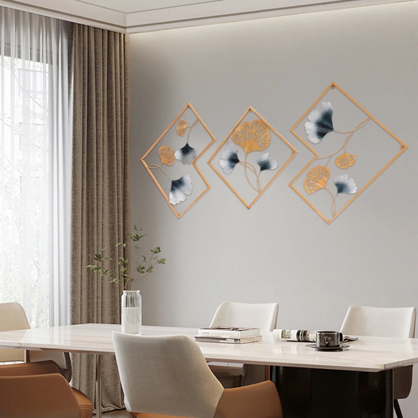 3D Wall Decoration 3 Pack Metal Leaf Wall Decoration Set