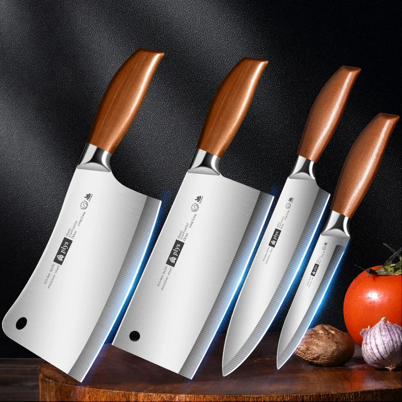 Professional Kitchen Knife 4 Piece Set Home Sharp Cleaver Multi Purpose Slicer Professional Chef Knife Fixed Blade Paring Knife