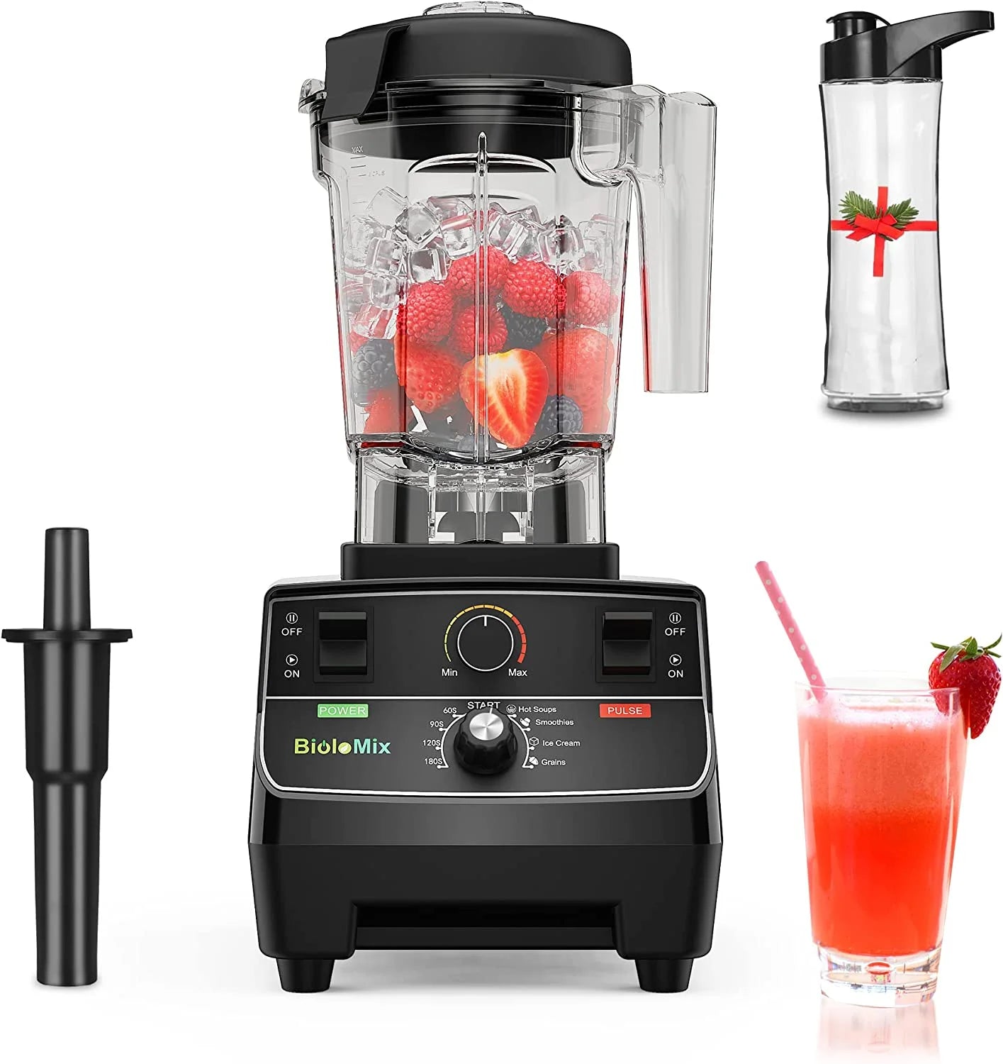 2200W Professional Smart Timer Blender with 2L Round Jar Mixer Juicer Food Processor and Ice Smoothies Crusher