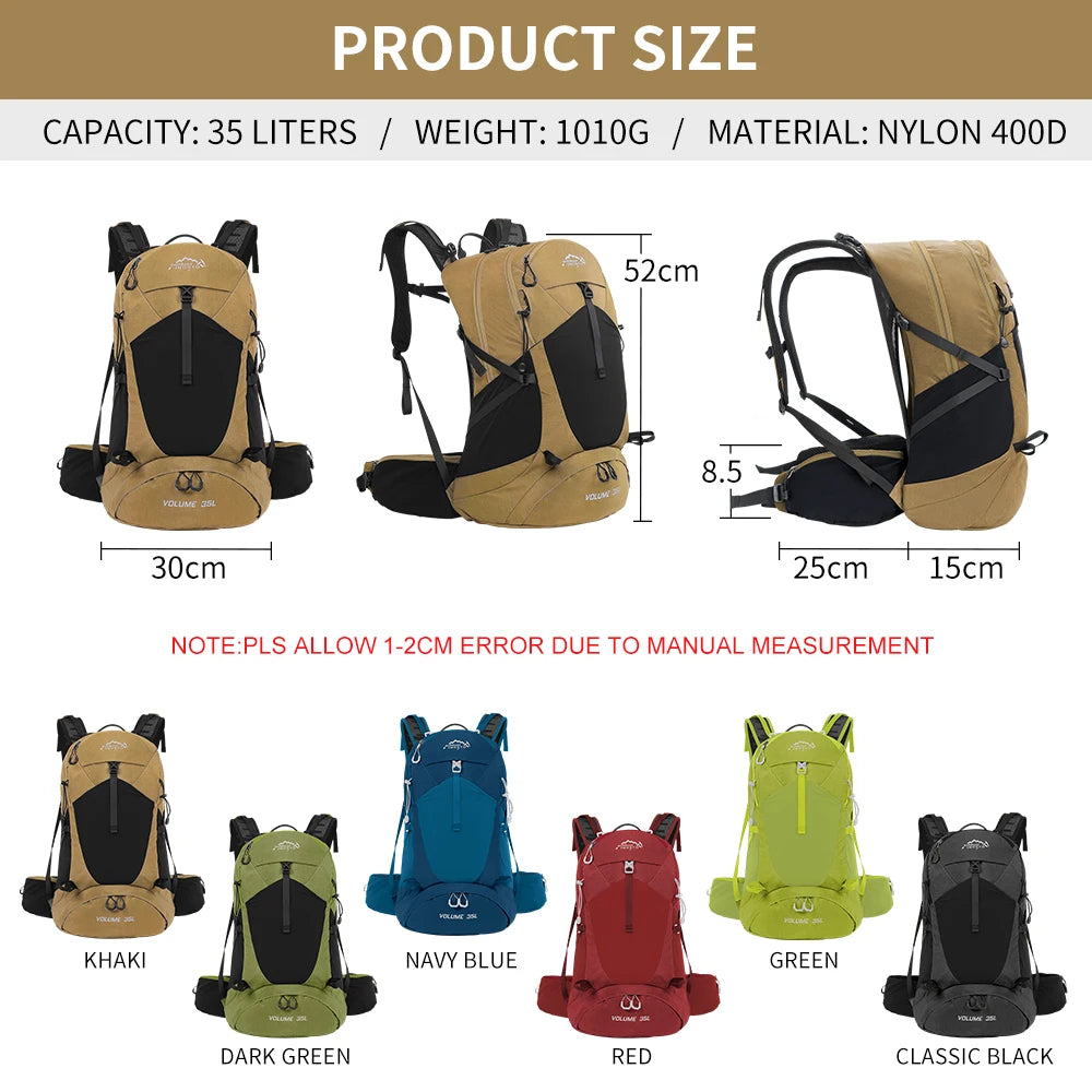 Mountaineering backpack 35 liters men's and women's outdoor waterproof sports bag