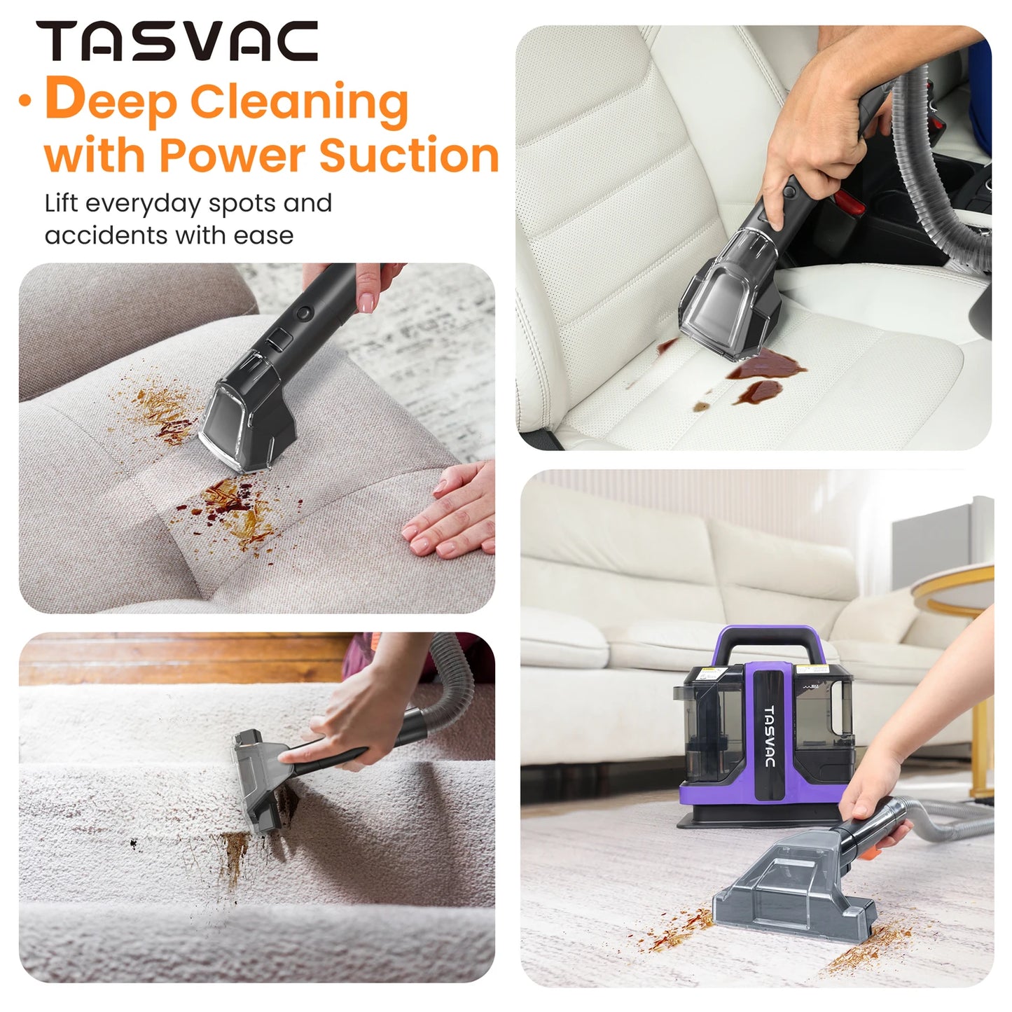 Portable Carpet & Upholstery Cleaner Machine for Pets, Stairs
