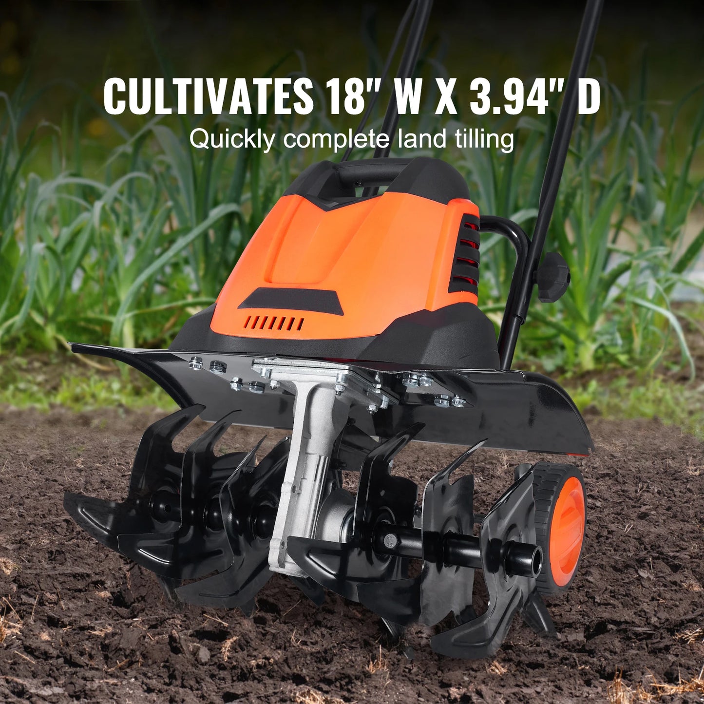 12 Amp Electric Tiller 18 Inch Tilling Width 3.94 Inch Tilling Depth Corded Cultivator