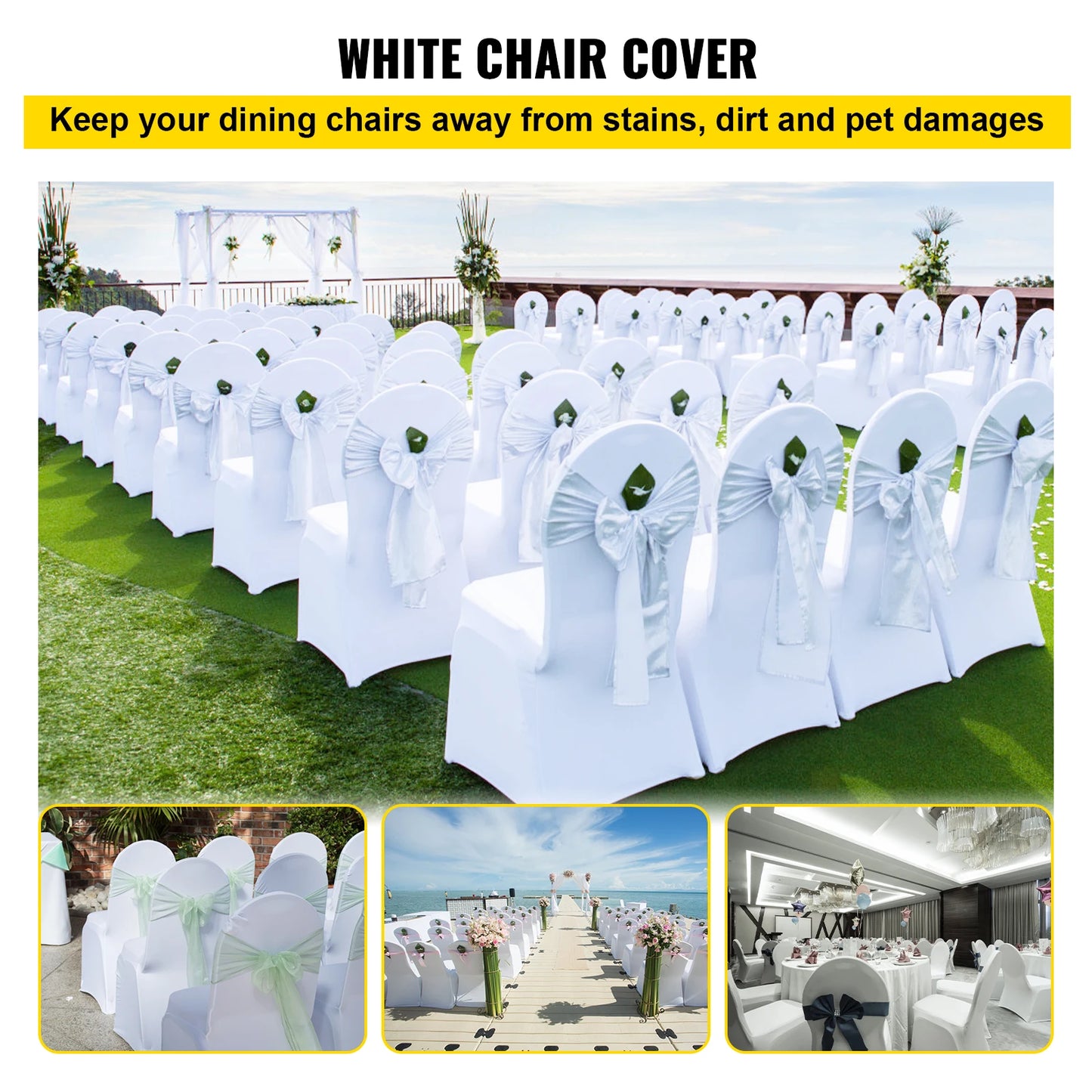 50 100Pcs Wedding Chair Stretch Slipcover for Restaurant Banquet Hotel Dining Party