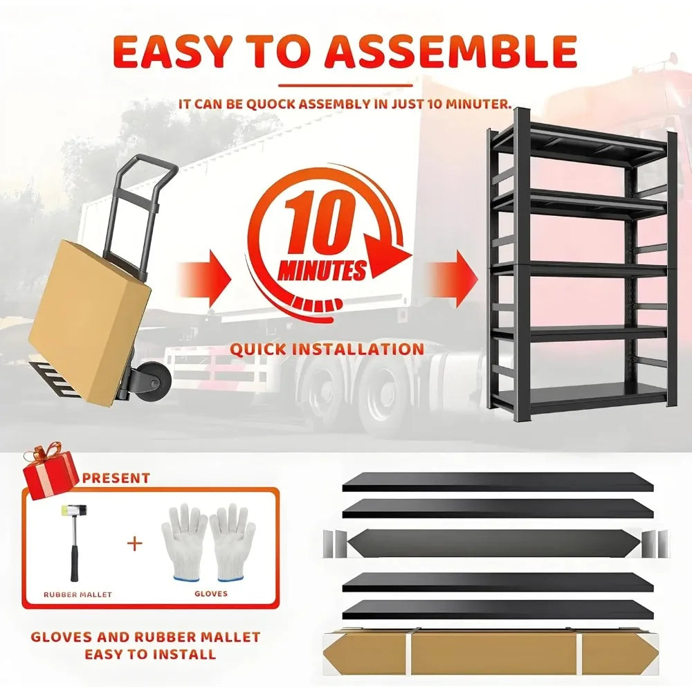 Garage Shelving Unit 5 Tier Steel Rack With Easy Assembly And Durable Finish