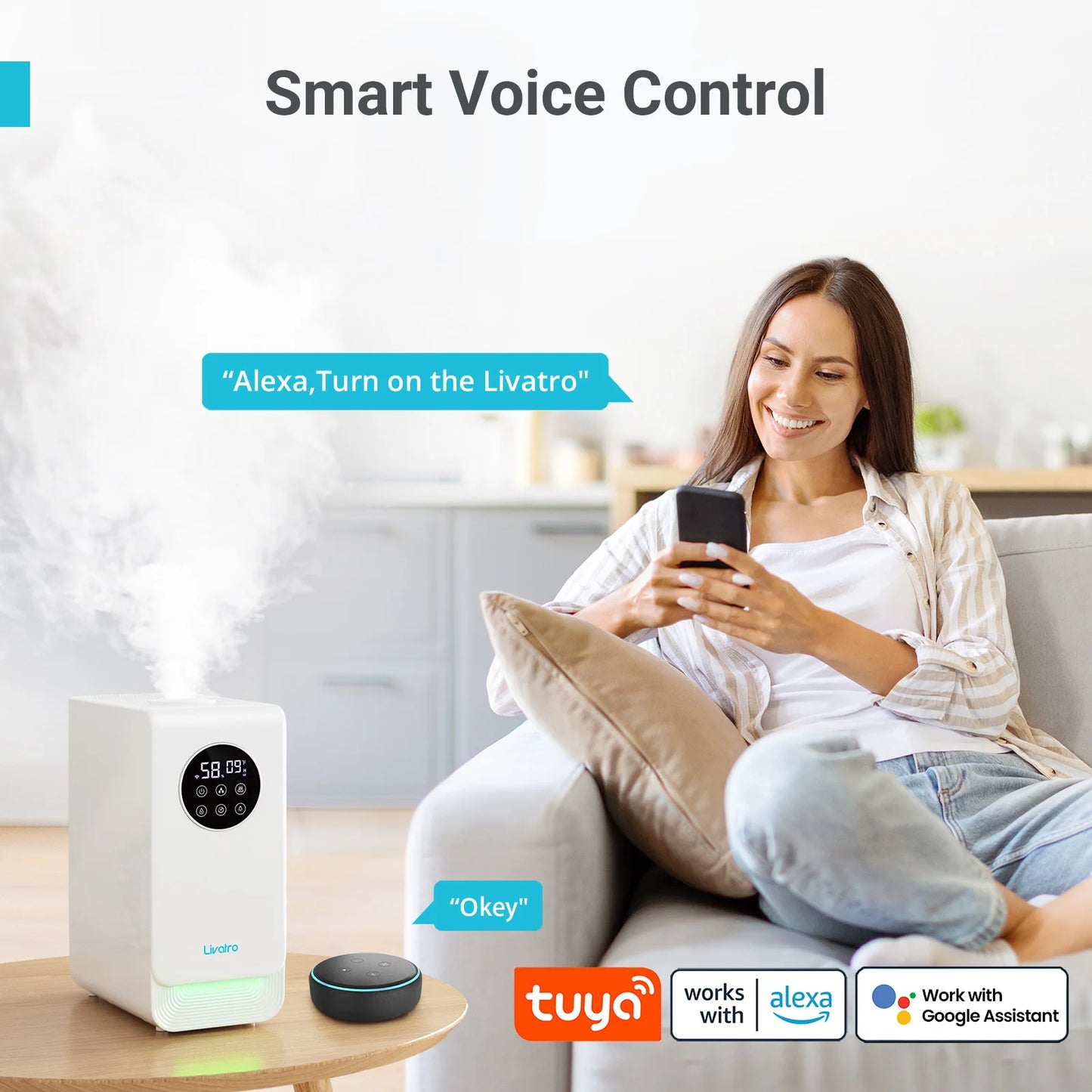 6L Smart Warm & Mist Humidifier for Bedroom - Ultrasonic Comfort