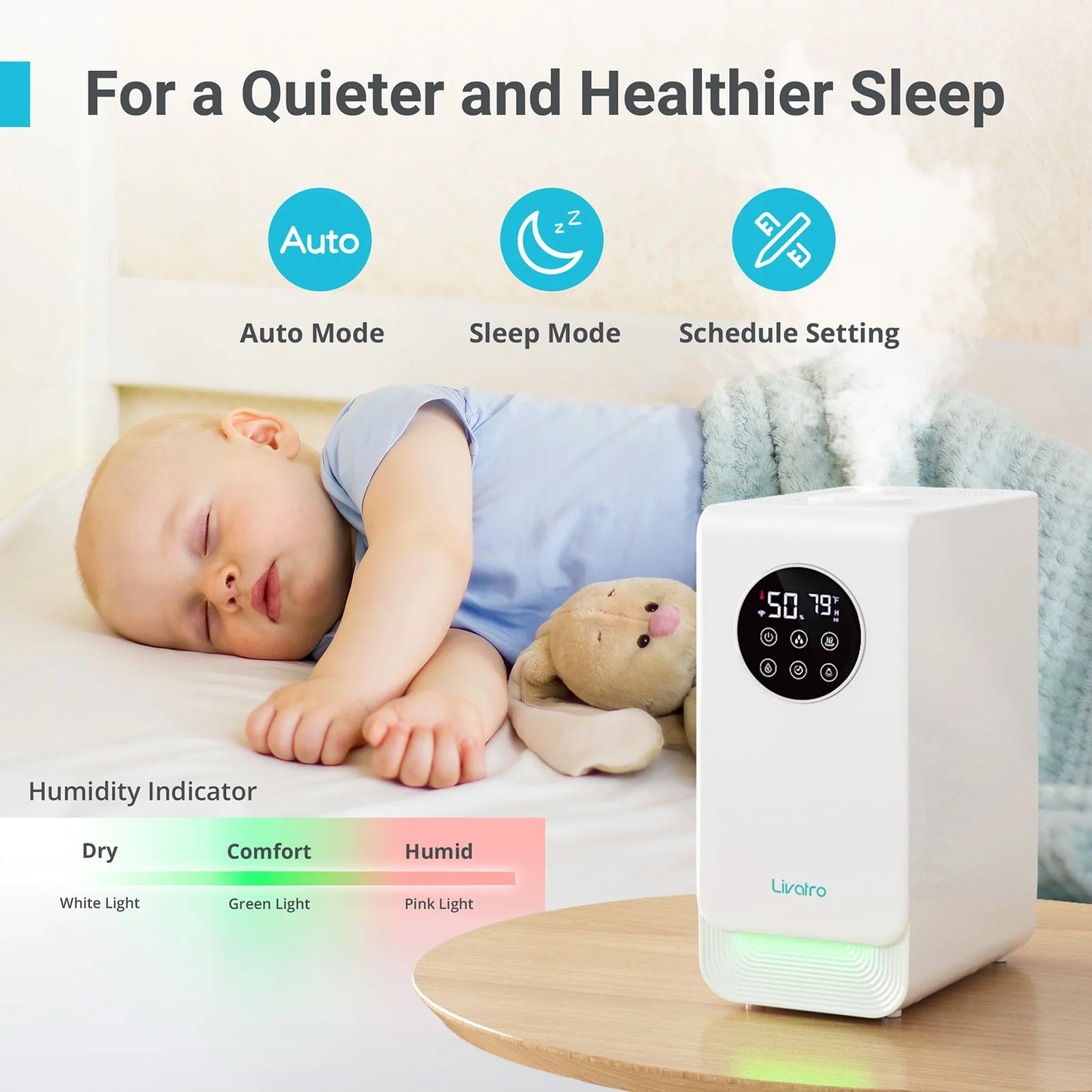 6L Smart Warm & Mist Humidifier for Bedroom - Ultrasonic Comfort