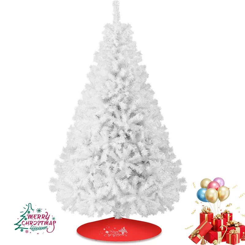 7 Foot White Christmas Tree With Sturdy Metal Base And Fluffy PVC 1000 Branches For A Full Festive Look
