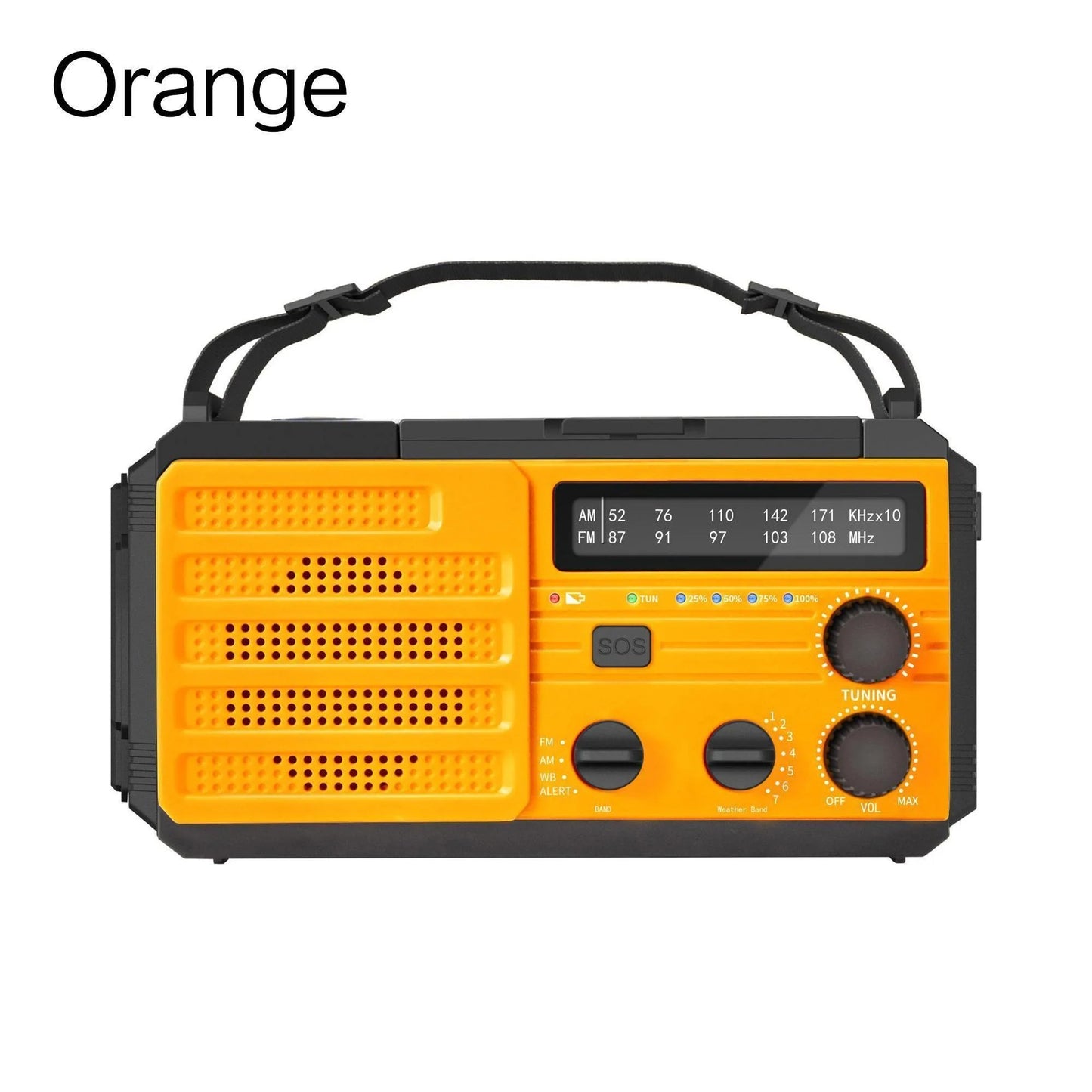 Emergency Weather Radio Multifunctional FM AM WB Hand Crank Solar USB Charging 2000mAh Power Bank LED Flashlight