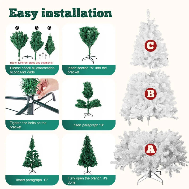 7 Foot White Christmas Tree With Sturdy Metal Base And Fluffy PVC 1000 Branches For A Full Festive Look