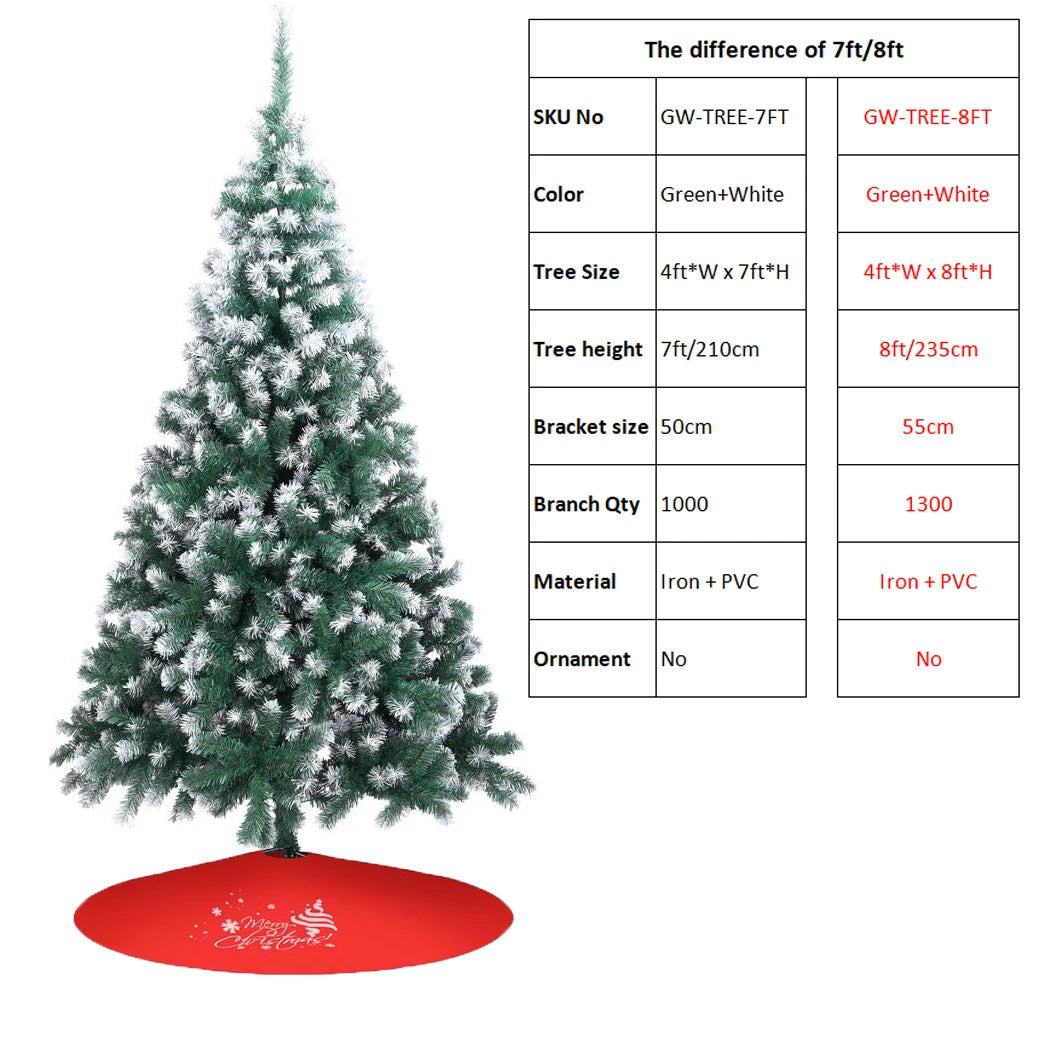 8 Foot Artificial Christmas Tree With Snow Flocked Branches 1300 Tips Foldable Metal Stand