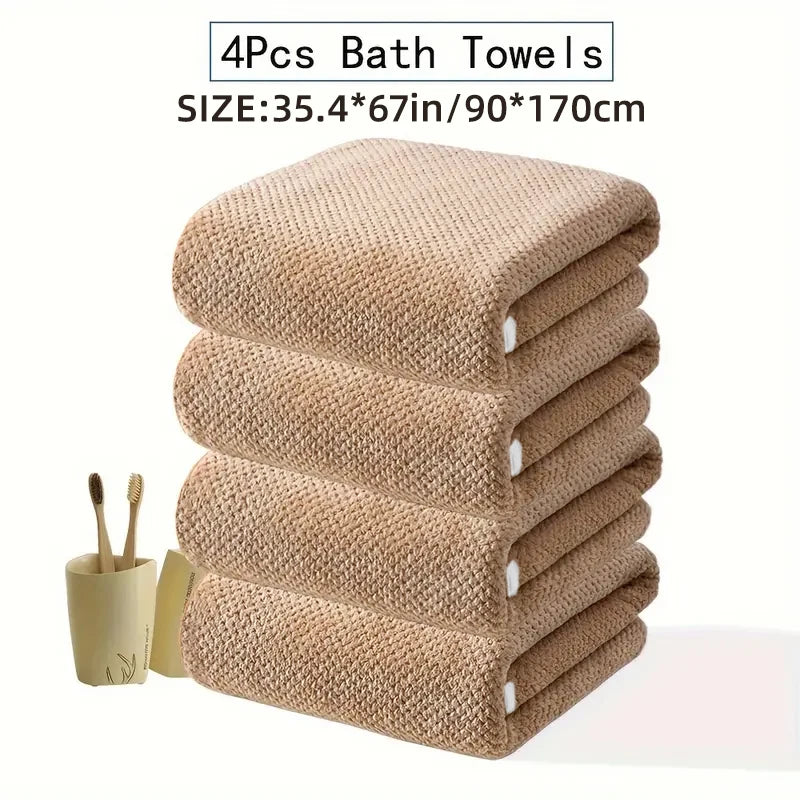 4 Piece Oversized Bath Towel Set 90x180cm Soft And Highly Absorbent Polyester