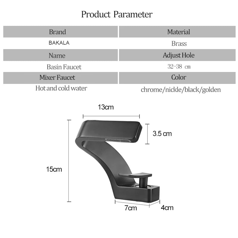 Brass Black Bathroom Basin Faucet Single Hole Hot And Cold Tap