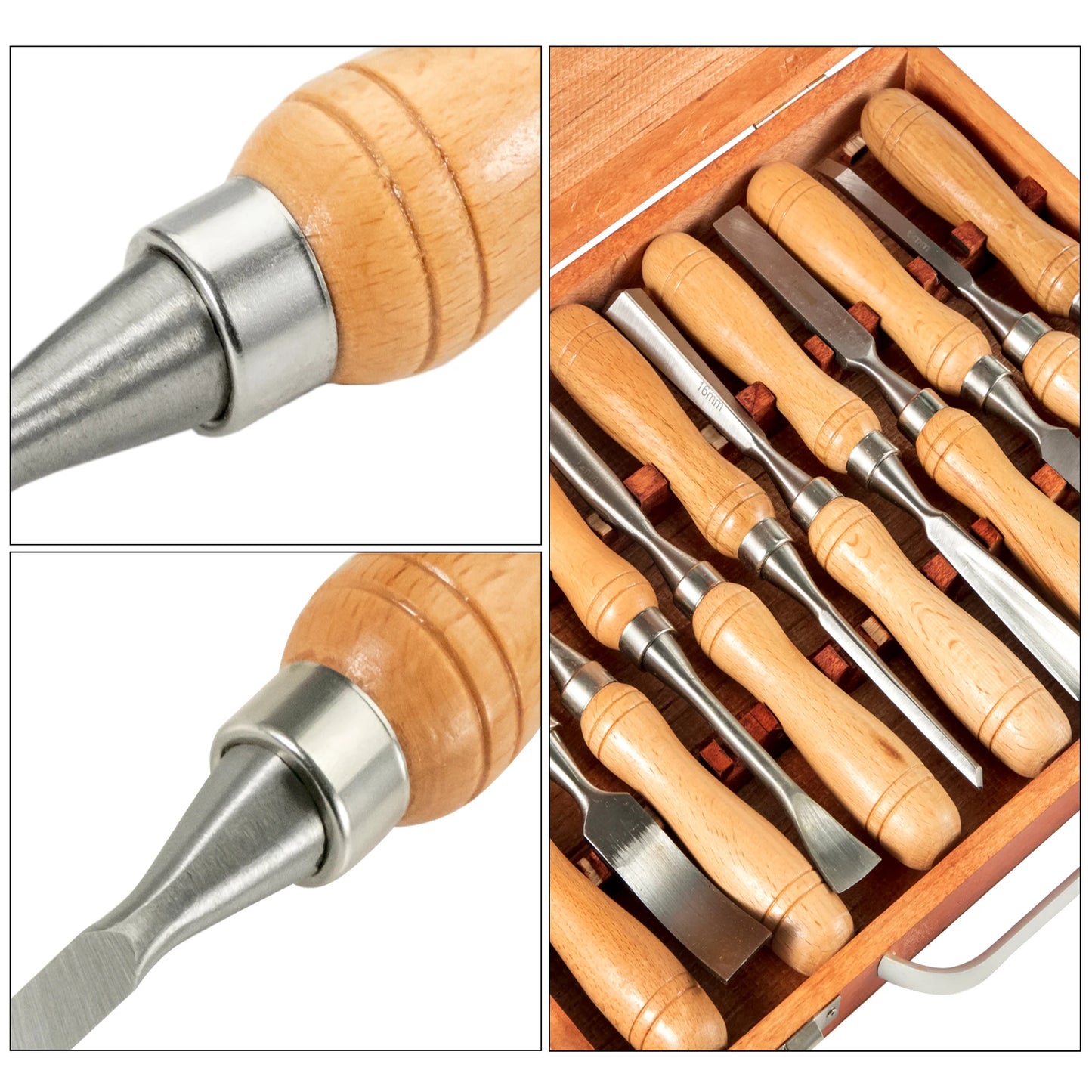 VEVOR 12Piece Wood Carving Hand Chisel Set for Woodturning and Woodworking Professional Gouges Carpentry Tools