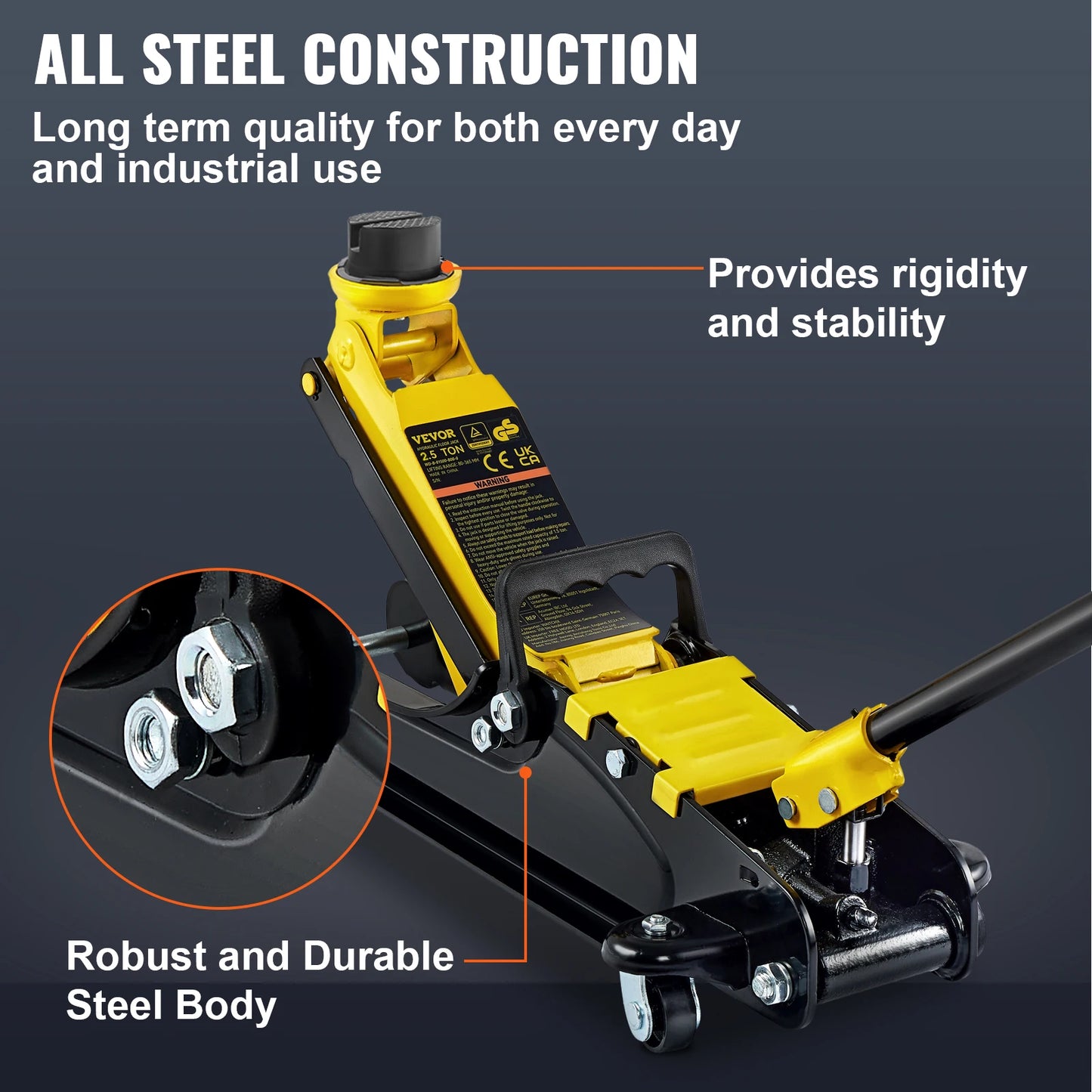 2.5T Floor Hydraulic Jack,  Low Profile, Heavy-Duty Steel with Single Piston Lift Pump