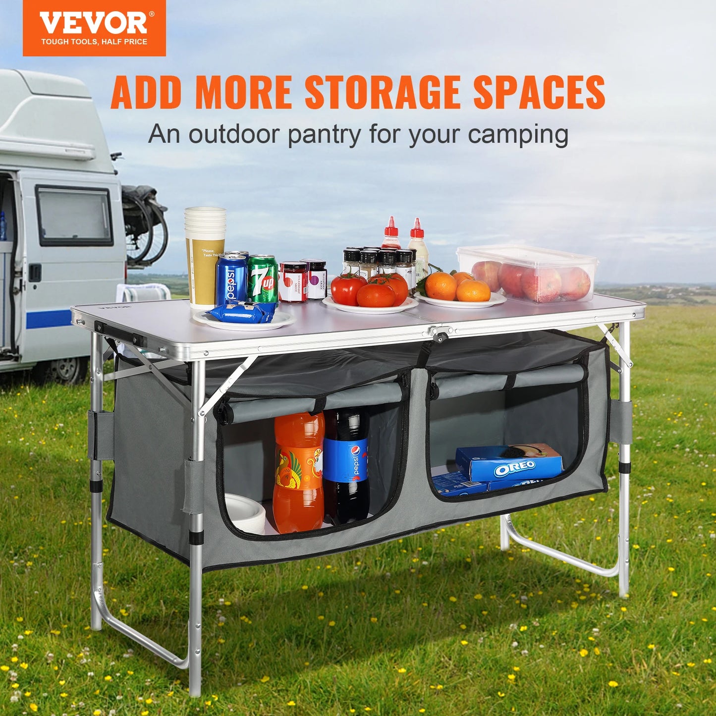 Camping Kitchen Table Quick set-up Folding Camping Table MDF