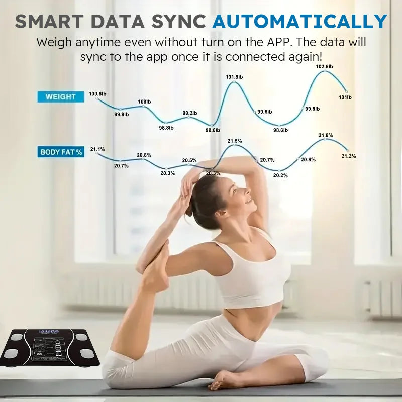 Smart Body Fat Scale Wireless LED Digital Bathroom Weight Scale Body Composition Analyzer