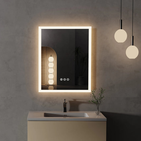 16x20 Inch LED Lighted Bathroom Mirror with Anti-Fog Feature