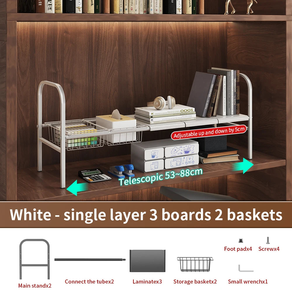 1 Set Multi Use Kitchen Under Bathroom Sink Organizers Expandable Cabinet Shelf Organizer Storage Rack With Removable Baskets