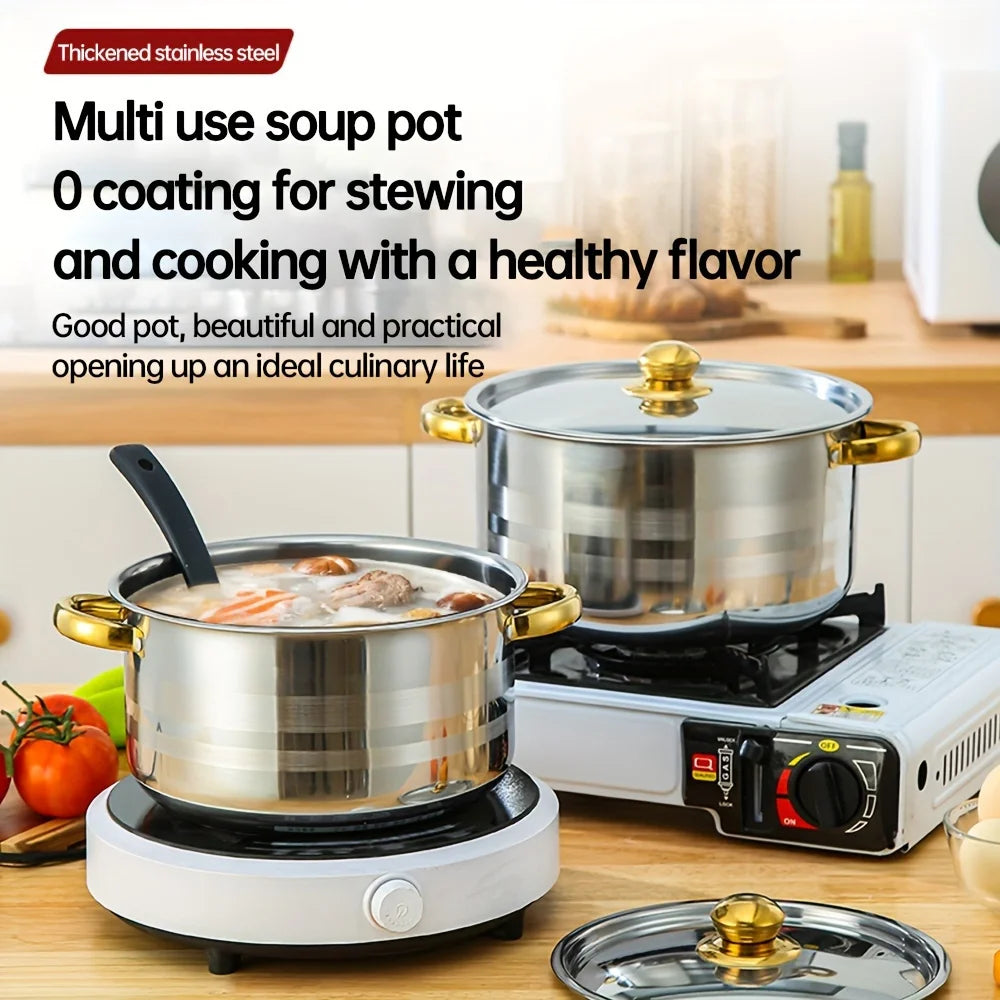 5-Piece Golden Stainless Steel Cookware Set Compatible With All Stoves With Lids