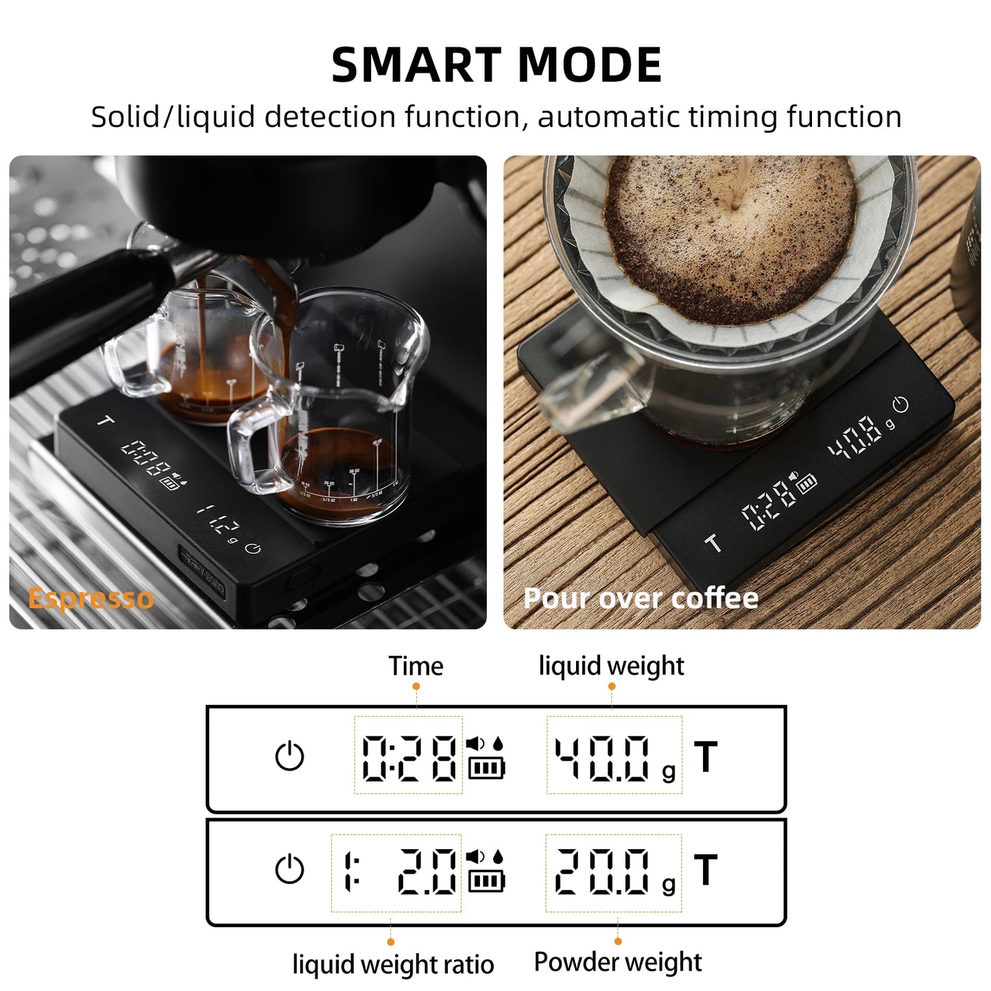 Digital Kitchen Coffee Scale High Precision Rechargeable