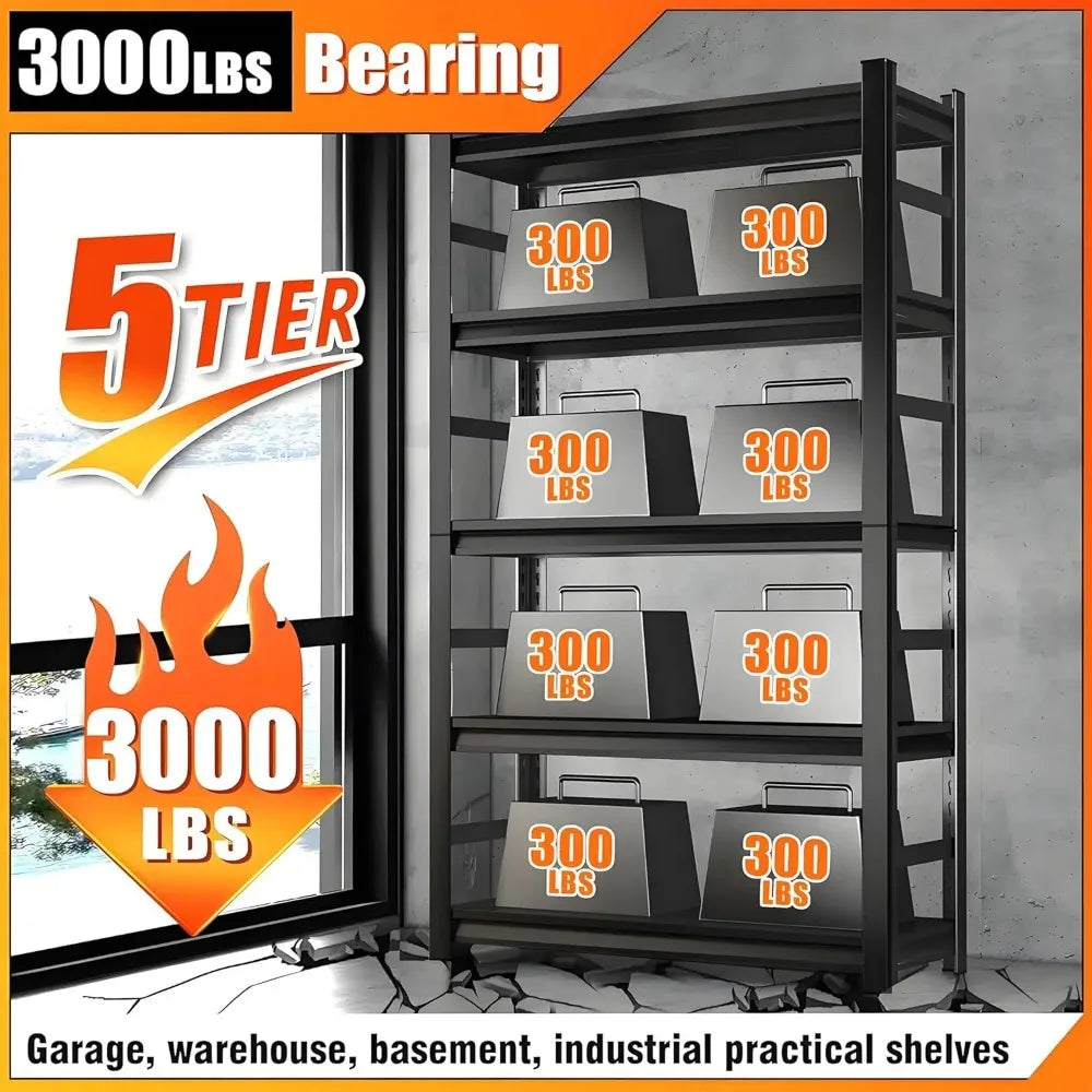 Garage Shelving Unit 5 Tier Steel Rack With Easy Assembly And Durable Finish