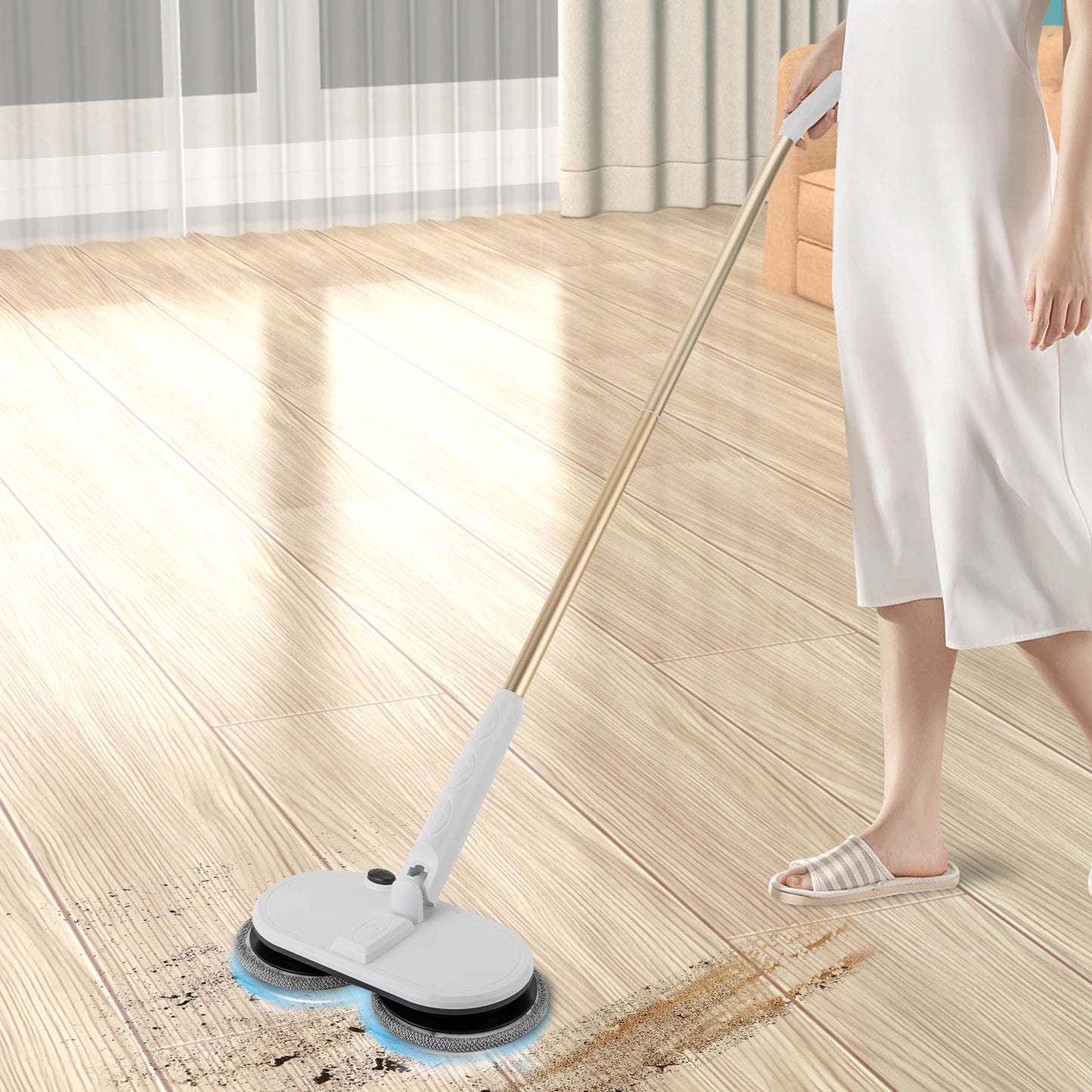 Cordless Electric Spin Mop with 4 Pads for Hardwood Floor