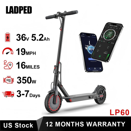 LP60 Folding Electric Scooter 350W 19mph App 8.5Inch Tire