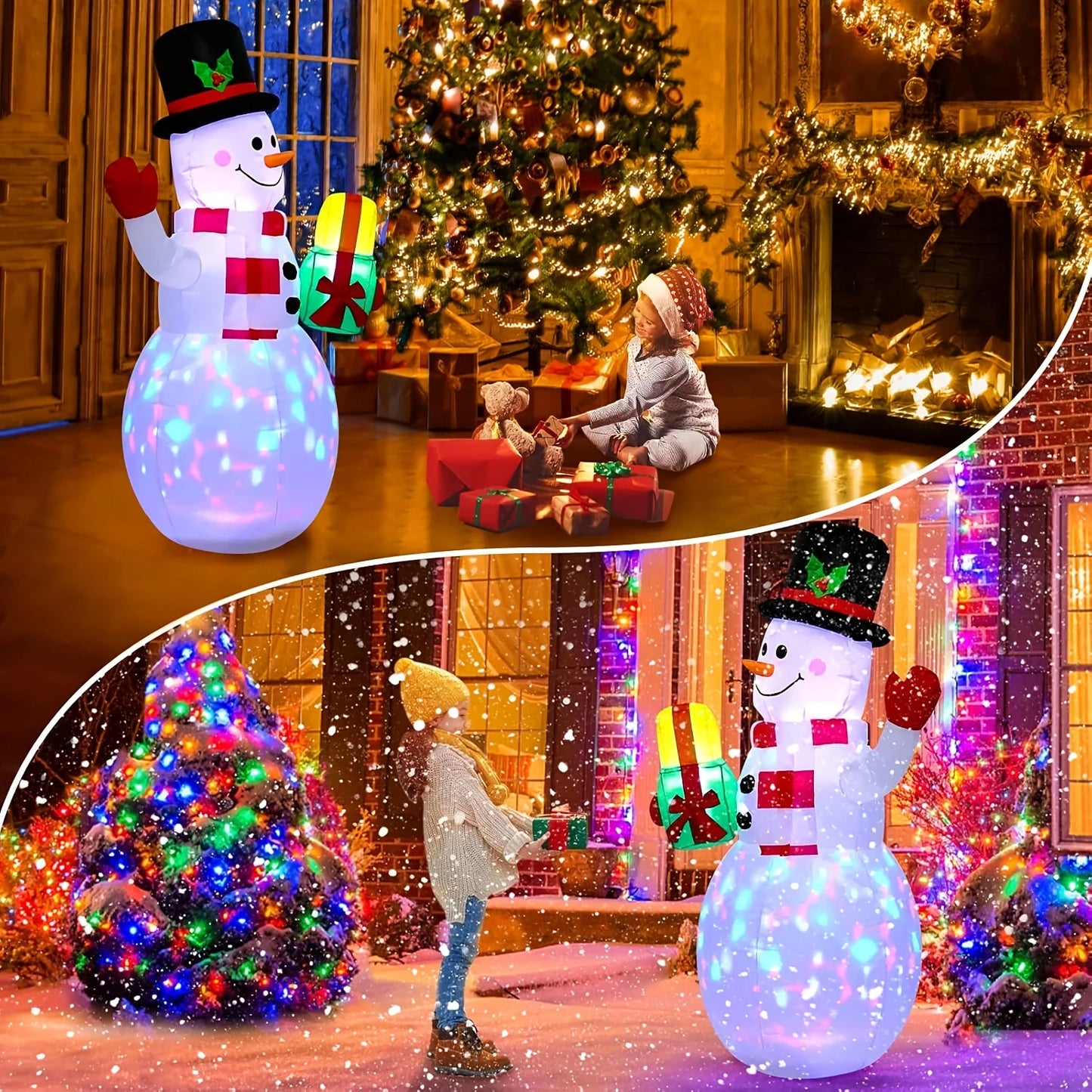 5 Ft Christmas Inflatable Snowman With Built In Led Light For Outdoor Decoration Durable Easy Setup