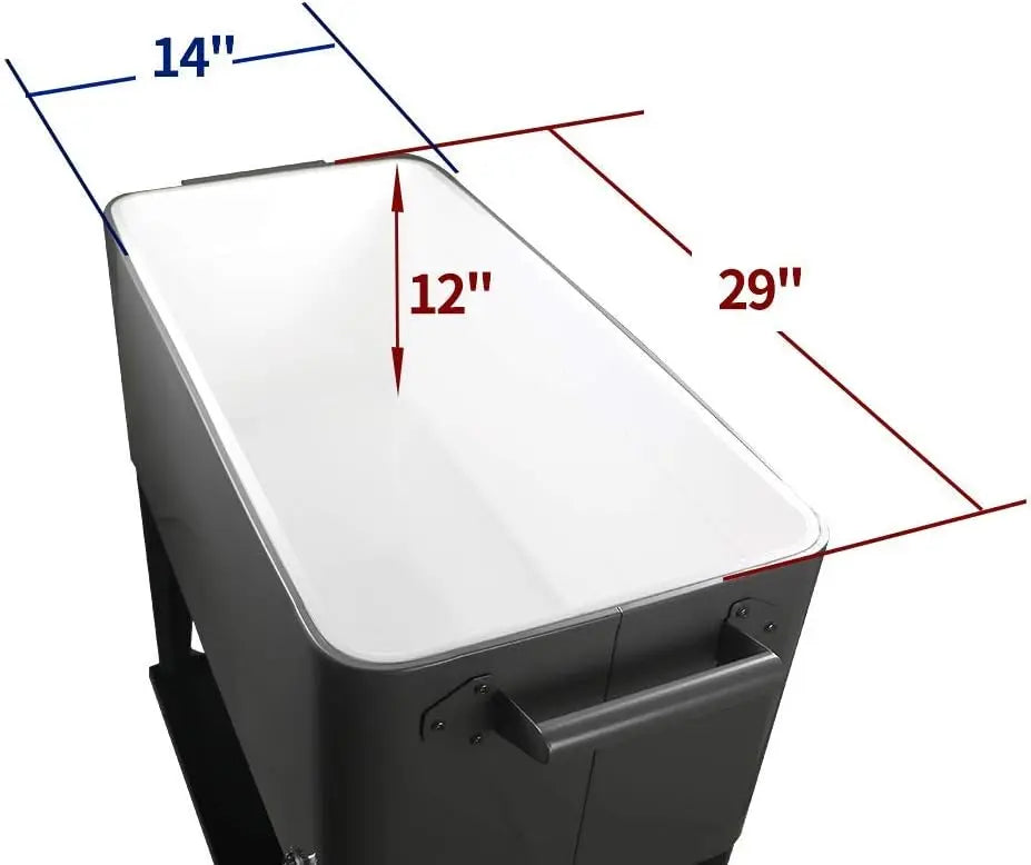Portable Rolling Cooler 80 Quart Ice Chest Stainless Steel Bottle Opener